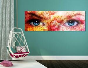 Obraz modré oči s abstraktnými prvkami - 120x40