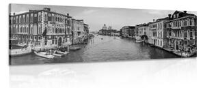 Obraz slávny kanál v Benátkach v čiernobielom prevedení - 150x50