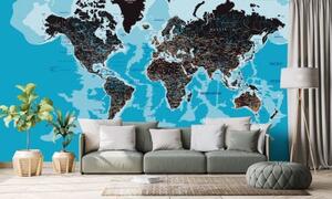 Samolepiaca tapeta moderná mapa sveta - 225x150