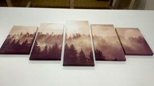 5-dielny obraz hmla nad lesom - 100x50