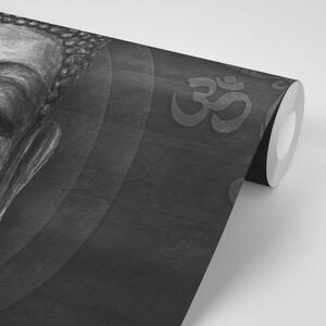 Samolepiaca tapeta tvár Budhu v čiernobielom prevedení - 225x150