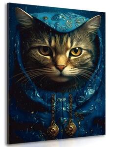 Obraz modro-zlatá mačka - 40x60