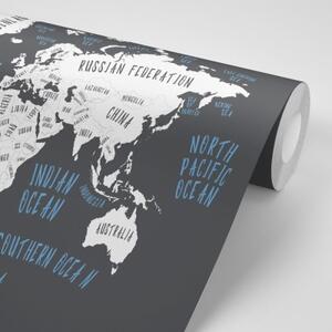 Samolepiaca tapeta mapa sveta v modernom prevedení - 225x150