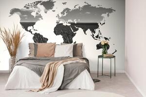 Samolepiaca tapeta mapa sveta v čiernobielom - 150x100