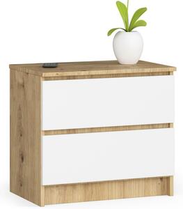 Nočný stolík K60 2S - dub artisan/biela