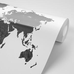 Samolepiaca tapeta mapa sveta v čiernobielom - 150x100
