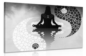 Obraz jin a jang jóga v čiernobielom prevedení - 60x40