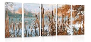 5-dielny obraz rieka uprostred jesennej prírody - 100x50