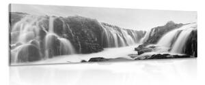 Obraz vznešené vodopády v čiernobielom prevedení - 150x50