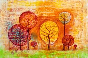 Samolepiaca tapeta stromy vo farbách jesene - 225x150