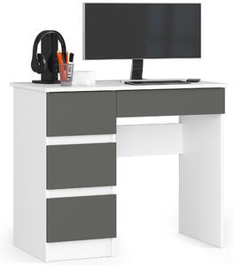 Ak furniture Písací stôl A-7 90 cm bílý/šedý levý