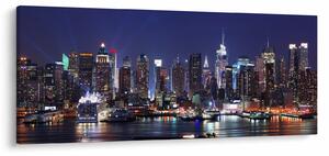 Obraz - Osvetlené New Yorské mrakodrapy (120x50 cm)