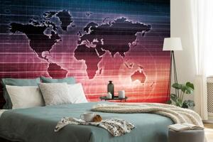 Samolepiaca tapeta mapa sveta so zaujímavým pozadím - 150x100