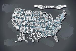 Samolepiaca tapeta moderná mapa USA - 225x150