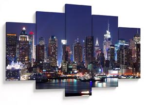 Obraz - Osvetlené New Yorské mrakodrapy (150x105 cm)