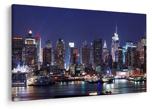 Obraz - Osvetlené New Yorské mrakodrapy (90x60 cm)