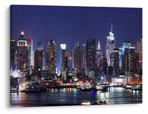 Obraz - Osvetlené New Yorské mrakodrapy (70x50 cm)