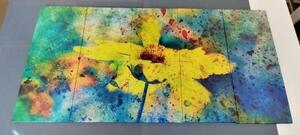 5-dielny obraz žltý kvet s vintage nádychom - 100x50