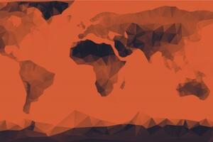 Samolepiaca tapeta oranžová mapa v polygonálnom štýle - 225x150