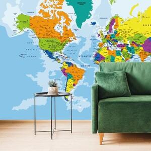Samolepiaca tapeta farebná mapa sveta - 375x250