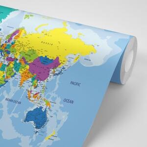 Samolepiaca tapeta farebná mapa sveta - 225x150