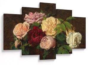 Obraz - Henri Fantin-Latour, Roses de Nice on a Table, reprodukcia (150x105 cm)
