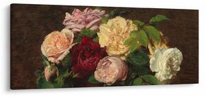 Obraz - Henri Fantin-Latour, Roses de Nice on a Table, reprodukcia (120x50 cm)