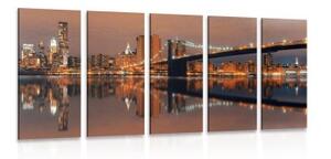 5-dielny obraz odraz Manhattanu vo vode - 100x50