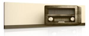 Obraz retro rádio v sépiovom prevedení - 120x40