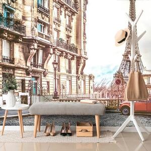 Samolepiaca tapeta pohľad na Eiffelovu vežu z ulice Paríža - 225x150