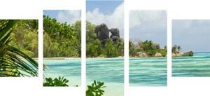 5-dielny obraz nádherná pláž na ostrove La Digue - 100x50