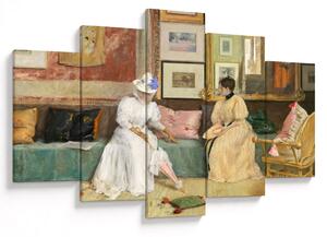 Obraz - William Merritt Chase, A Friendly Call, reprodukcia (150x105 cm)