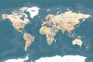 Samolepiaca tapeta vintage mapa sveta - 225x150