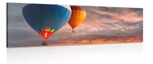 Obraz prelet balónov nad horami - 150x50