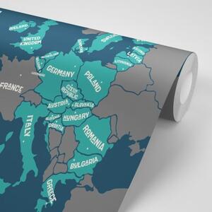 Tapeta náučná mapa s názvami krajín EÚ - 150x100