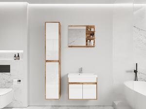 Kúpelňový nábytok Garmuzo, Farby: wotan / wotan + biely lesk, Sifón: bez sifónu, Umývadlová batéria: nie Mirjan24 5903211327803