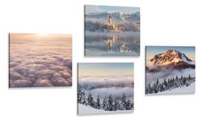 Set obrazov zimná príroda s oblakmi - 4x 40x40