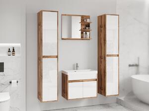 Kúpelňový nábytok Garmuzo XL, Farby: wotan / wotan + biely lesk, Sifón: bez sifónu, Umývadlová batéria: nie Mirjan24 5903211327834