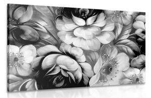 Obraz impresionistický svet kvetín v čiernobielom prevedení - 120x80