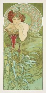 Obrazová reprodukcia Emerald from The Precious Stones Series (Beautiful Distressed Art Nouveau Lady) - Alphonse / Alfons Mucha, (20 x 40 cm)