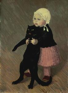 Theophile Alexandre Steinlen - Obrazová reprodukcia A Small Girl with a Cat, 1889, (30 x 40 cm)