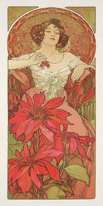 Umelecká tlač Ruby from The Precious Stones Series (Beautiful Distressed Art Nouveau Lady) - Alphonse / Alfons Mucha, (20 x 40 cm)