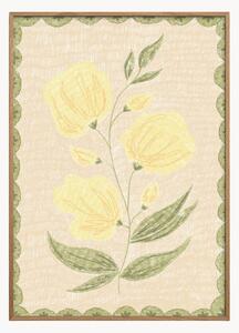 Nástenná dekorácia v ráme Butter Yellow Flowers No. 03