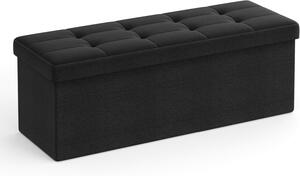 SONGMICS Stolička s úložným priestorom, 110 x 38 x 38 cm, čierna