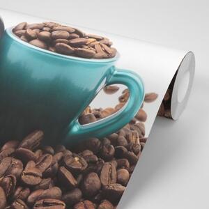 Samolepiaca fototapeta šálka s kávovými zrnkami - 300x200
