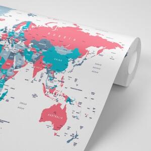 Tapeta mapa sveta s pastelovým nádychom - 150x100