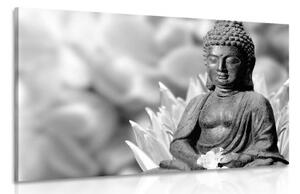 Obraz pokojný Budha v čiernobielom prevedení - 120x80