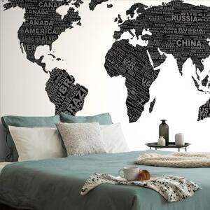 Tapeta čiernobiela mapa sveta - 150x100
