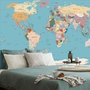 Samolepiaca tapeta mapa sveta s názvami - 225x150