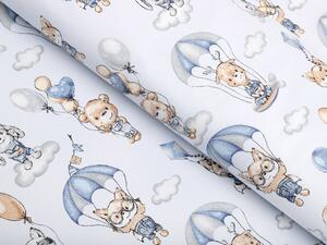 Biante Detské bavlnené posteľné obliečky Sandra SA-469 Zvieratká s padákmi na svetlo modrom Jednolôžko 140x200 a 70x90 cm